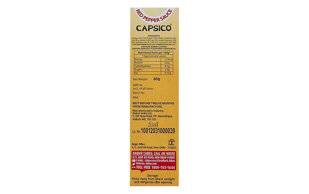 Capsico Red Pepper Sauce    Bottle  60 grams